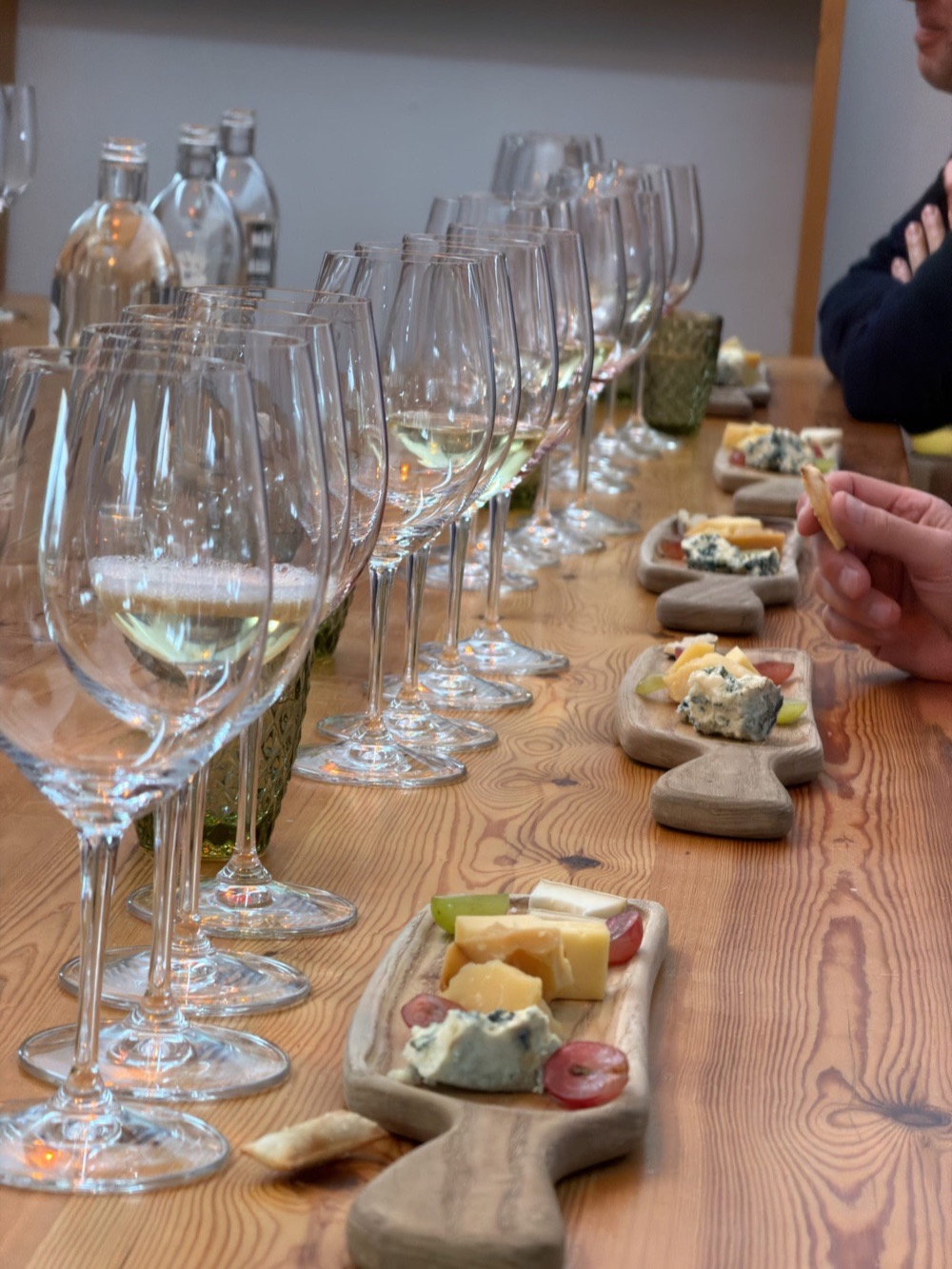 A wine and cheese tasting on a wooden table – Vineyard tasting