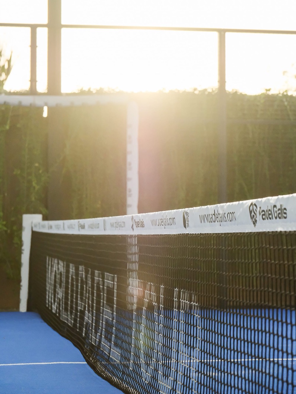 Low evening sun behind a World Padel Tour net – Padel